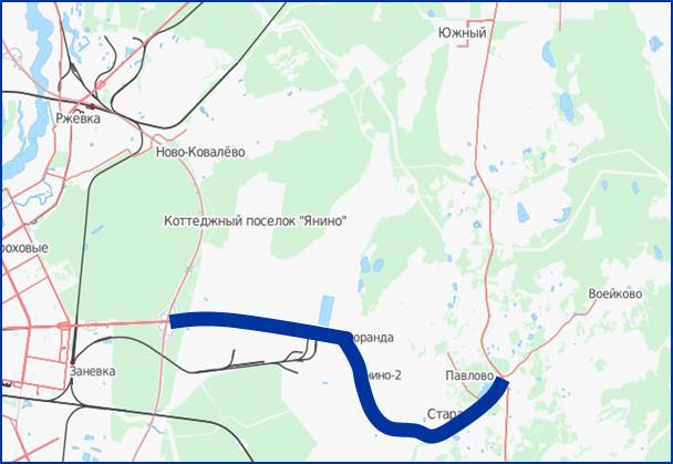 Участок Колтушского шоссе для реконструкции протяжённостью 8 км